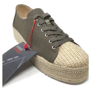 Schutz Women's Size 9B Green Canvas Platform Espadrille Trainers Sneakers Shoes